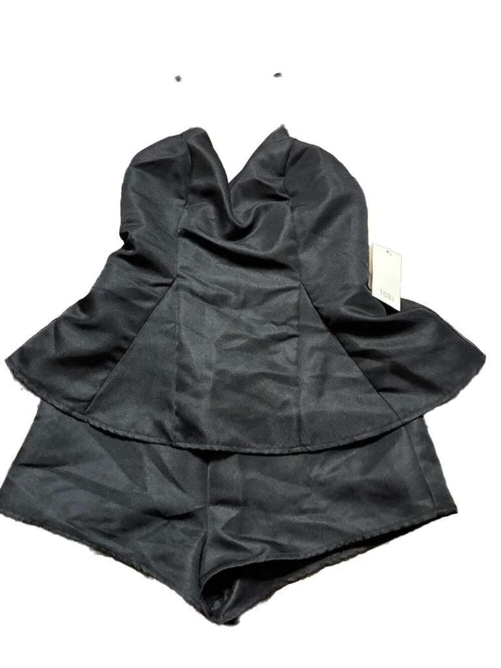TOBI Black Peplum Spaghetti Strap Romper Size Medium